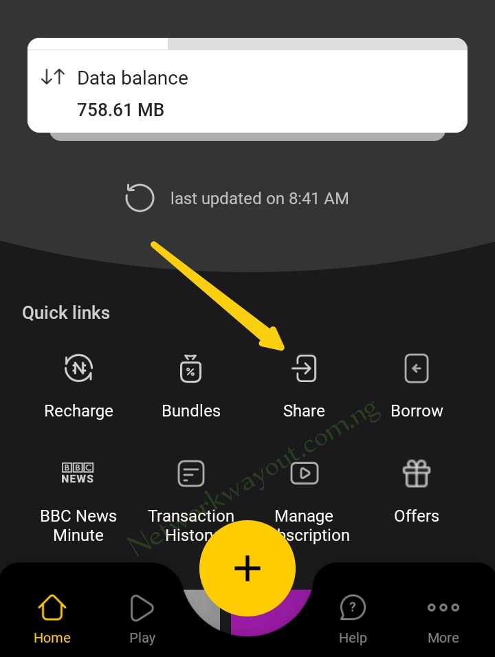 How to share data on MTN